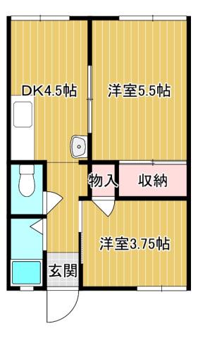 青葉ハイツ(2DK/1階)の間取り写真