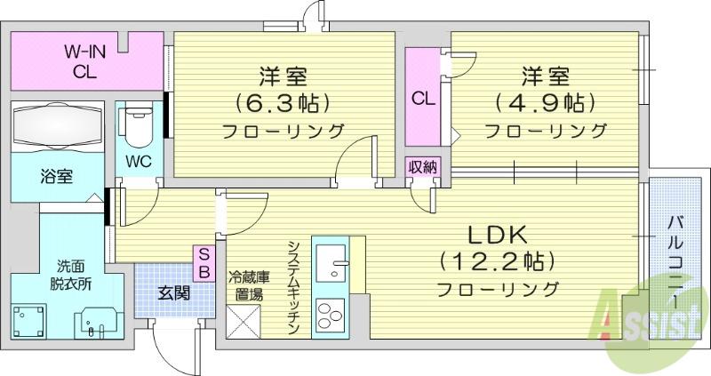 ARISTIO(2LDK/1階)の間取り写真