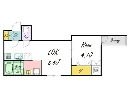 アトムハウス2号館(1LDK/1階)の間取り写真