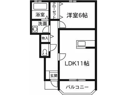 サウスアヴェニュー(1LDK/1階)の間取り写真