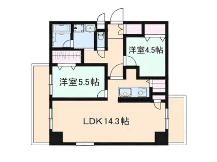 はづきビル(2LDK/2階)の間取り写真