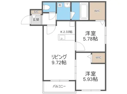 ビッグレジデンス白石II(2LDK/2階)の間取り写真