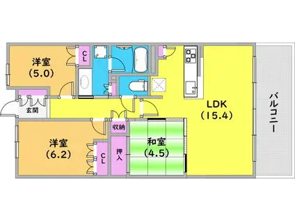 摩耶シティ NADA EXCEED(3LDK/3階)の間取り写真