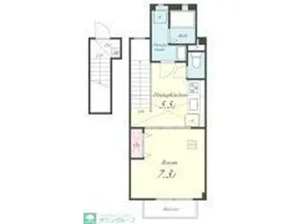 アンセドール(1DK/2階)の間取り写真