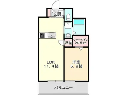  クレド桜橋(1LDK/6階)の間取り写真