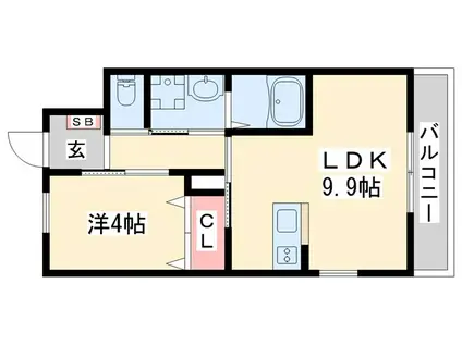 ＪＲ山陽本線 東加古川駅 徒歩8分 2階建 築9年(1LDK/2階)の間取り写真