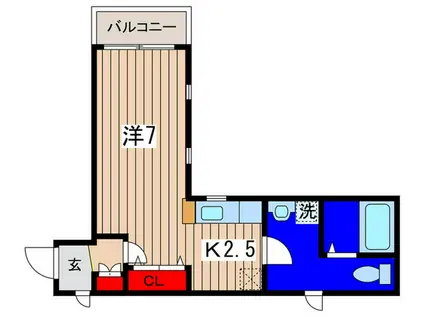 パーシモンサイト(1K/2階)の間取り写真