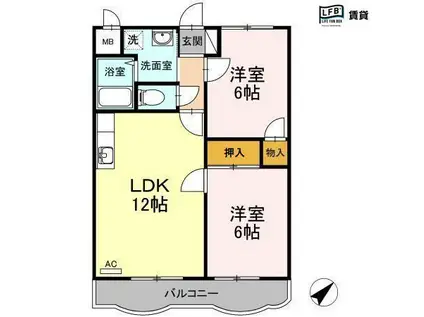 サンパティーク桜木II(2LDK/3階)の間取り写真