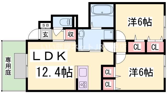 すずらんハイツ(2LDK/1階)の間取り写真