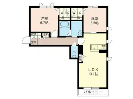 ラ・ソレイルB(2LDK/2階)の間取り写真