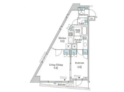 クインテット恵比寿(1LDK/6階)の間取り写真