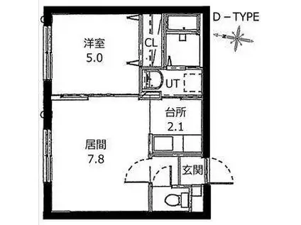 BLOOM N24(1LDK/2階)の間取り写真