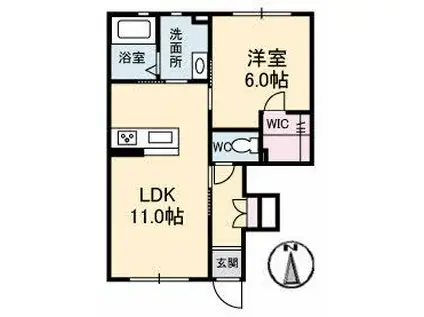 シャーメゾン妹尾(1LDK/1階)の間取り写真