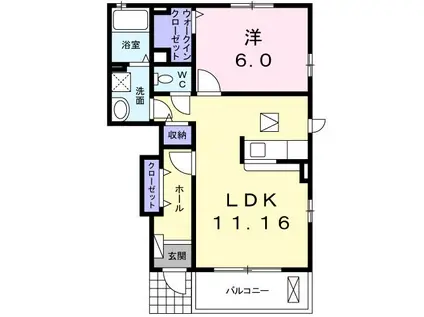 パラッツオ(1LDK/1階)の間取り写真