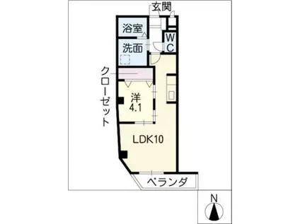 ポム・ドゥ・テール(1LDK/4階)の間取り写真