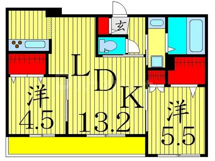 ラ セレサ鎌倉鼎橋(2LDK/2階)の間取り写真
