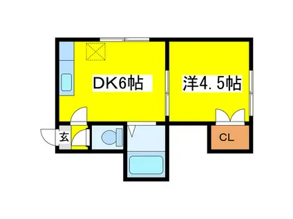 ドエルテン新道東37(1DK/2階)の間取り写真