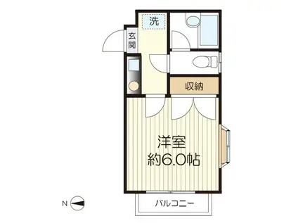 クレセントハイム(1K/2階)の間取り写真