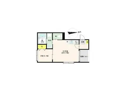 GENTLE LIGHT 野並(1LDK/1階)の間取り写真