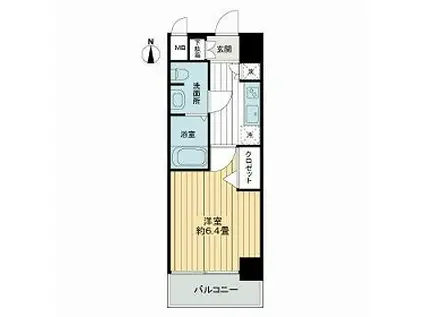 ジュネーゼグラン南堀江(1K/3階)の間取り写真