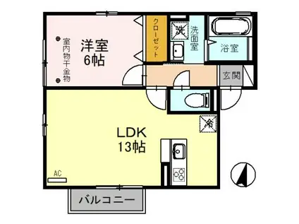LA・COUR(1LDK/1階)の間取り写真