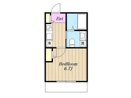 中新田A号棟(1K/3階)の間取り写真