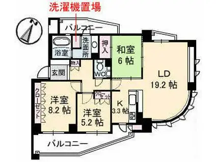 ヴィラシオン古江東(3LDK/5階)の間取り写真