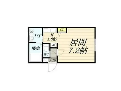 プレシェルト中の島(1K/1階)の間取り写真