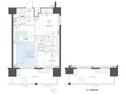 ズーム本郷(2LDK/13階)の間取り写真