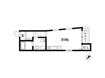 ラプンツェル(ワンルーム/2階)の間取り写真