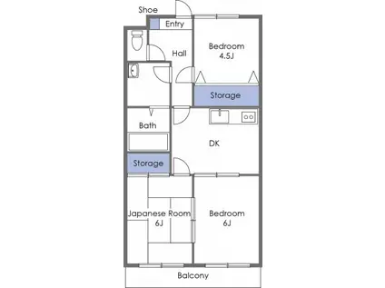 ネオメゾンフジ(3DK/2階)の間取り写真