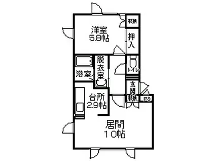ポーラベーター(1LDK/1階)の間取り写真