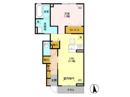 大和 III(1LDK/1階)の間取り写真