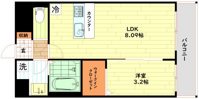 ALIVIS都島通(1LDK/4階)の間取り写真