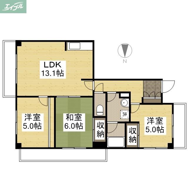 桑田町パークマンション(3LDK/4階)の間取り写真