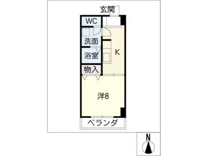 グレン清友I(1K/8階)の間取り写真