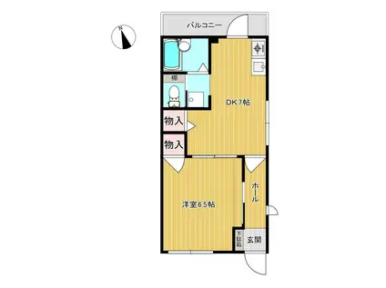 グリーンリーブス(1DK/2階)の間取り写真