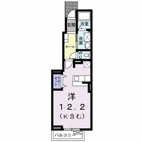 ステージII(1K/1階)の間取り写真