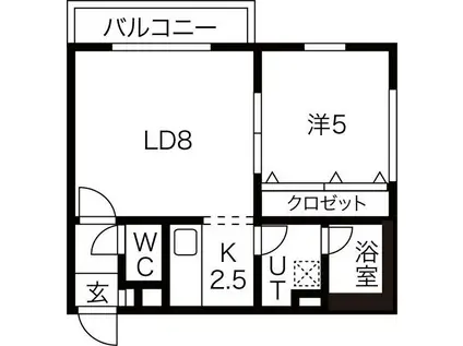 ウォームズライフ菊水(1LDK/2階)の間取り写真