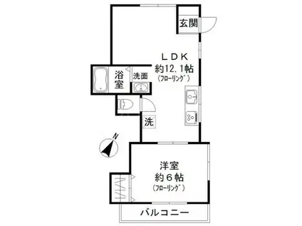エスポワール西大井(1LDK/2階)の間取り写真