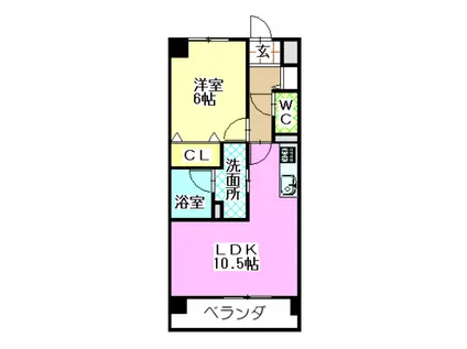 リブ荒池(1LDK/1階)の間取り写真