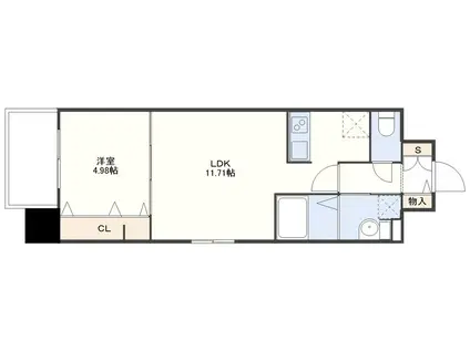 オーヴィジョンクラス三芳町(1LDK/7階)の間取り写真