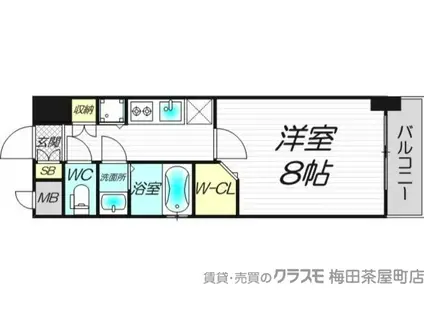ミラージュパレス梅田グランツ(1K/6階)の間取り写真