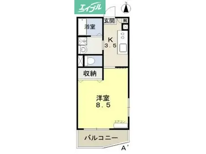 トパーズ白石(1K/3階)の間取り写真