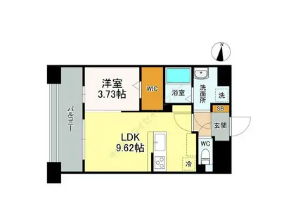 LIBTH桑園 リブス(1LDK/4階)の間取り写真