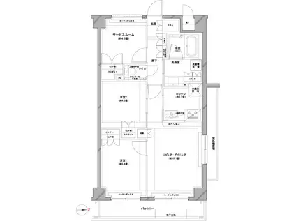 エルデンシア南大泉(2SLDK/4階)の間取り写真
