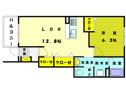 セレニテ三宮リアン(1K/6階)の間取り写真