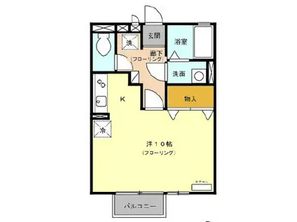 エスポワールI(ワンルーム/2階)の間取り写真