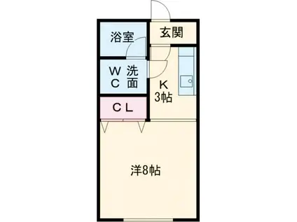 ポプリ恵み野(1K/2階)の間取り写真