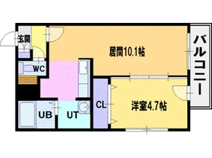 グランメゾン厚別(1LDK/4階)の間取り写真